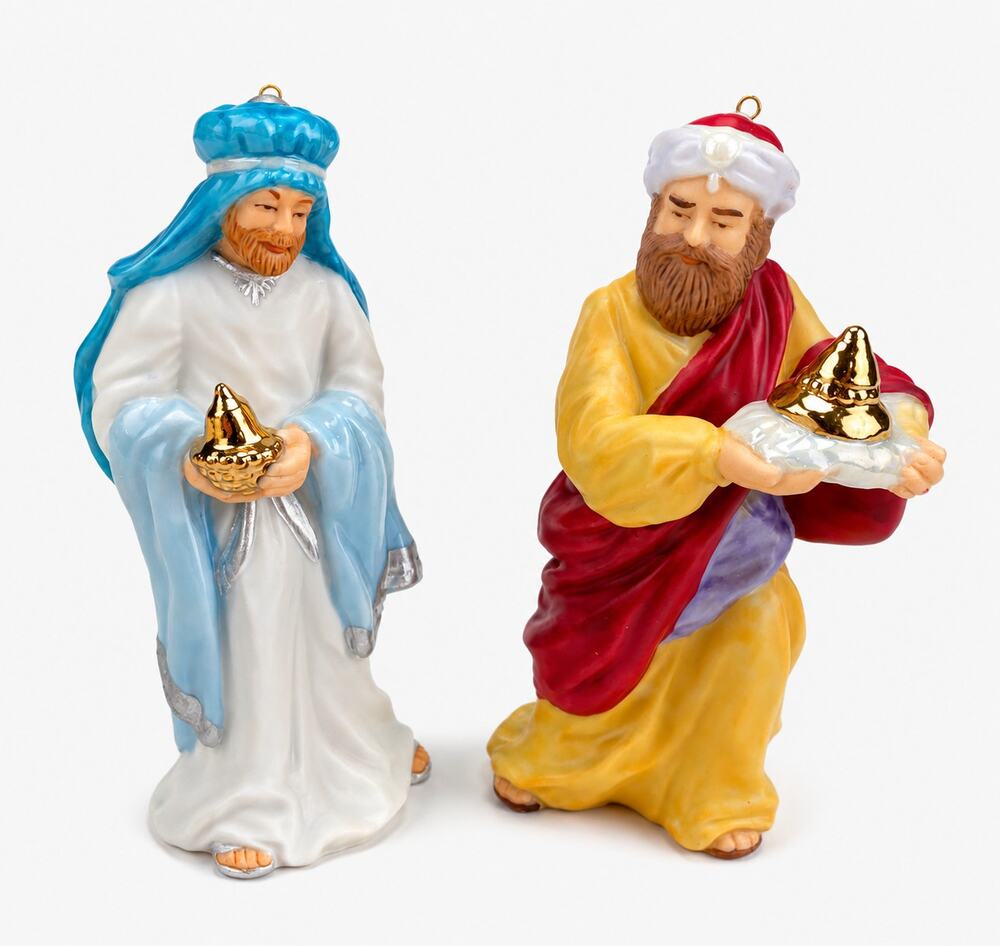 Vintage 1999 Hallmark Blessed Nativity Magi Balthasar Caspar Porcelain Ornaments